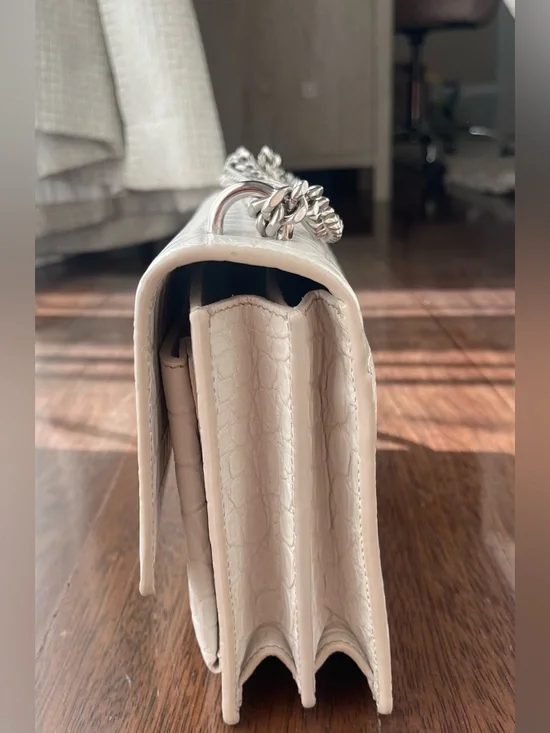 Saint Laurent YSL Kate White Croc Embossed Leather Chain Shoulder Bag - Picture 5 of 8